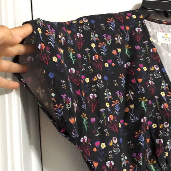 Marine Layer Isabella Button Front V-Neck Retro Midi Dress in Black Floral Print - Picture 10 of 16